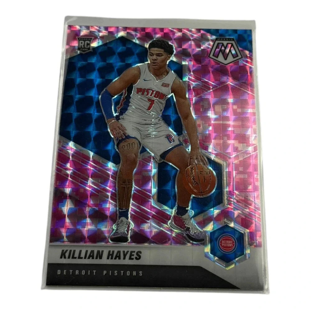 2020-21 Panini Mosaic Killian Hayes Detroit Pistons RC Pink Camo Prizm No 222